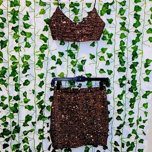Sequin two piece Chocolate set